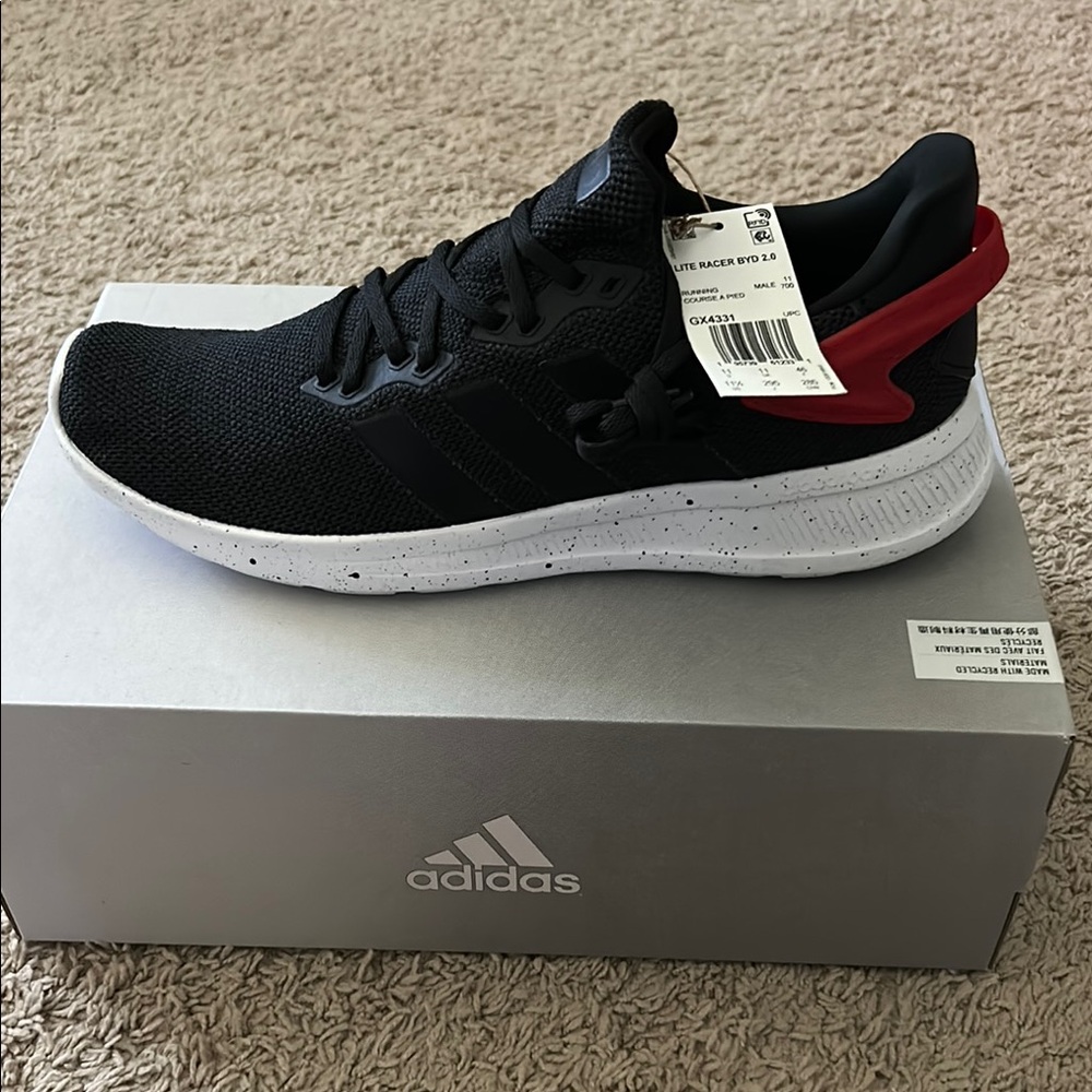 Adidas Lite Racer Black and Red Running Shoes